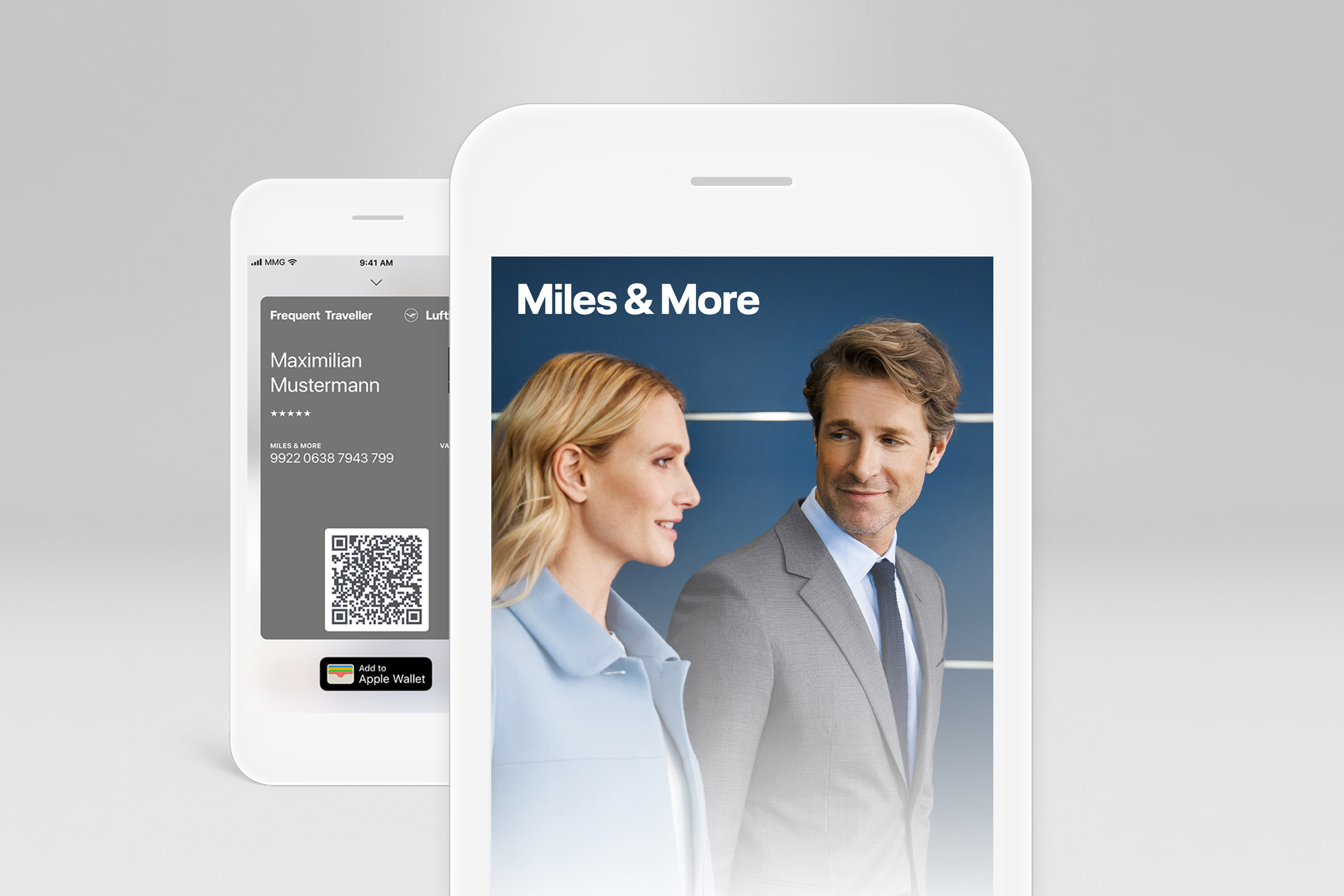 Miles & More App: start view and digital service card view